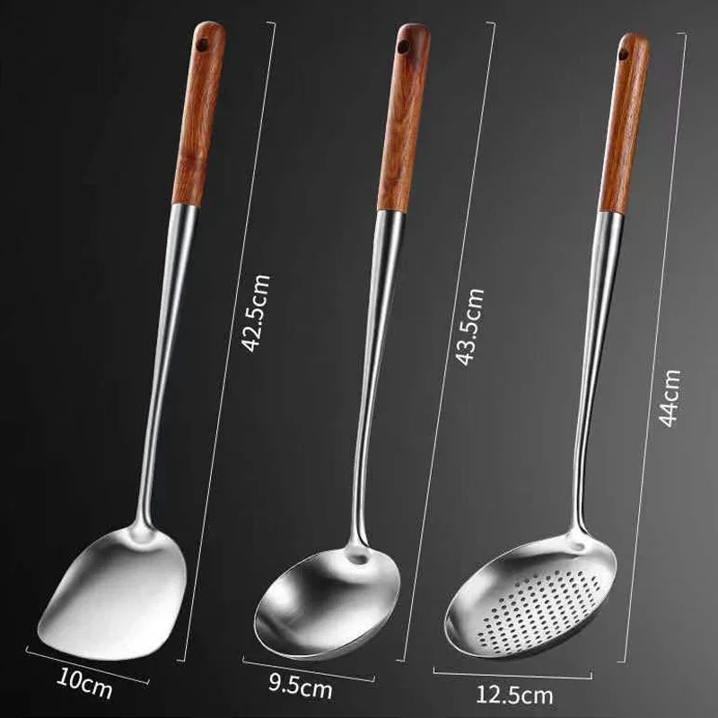 Long Handle Stainless Steel Wok Spatula Kitchen Slotted Turner Rice Spoon Ladle Cooking Tools Utensil Set Dropshipping utensilio