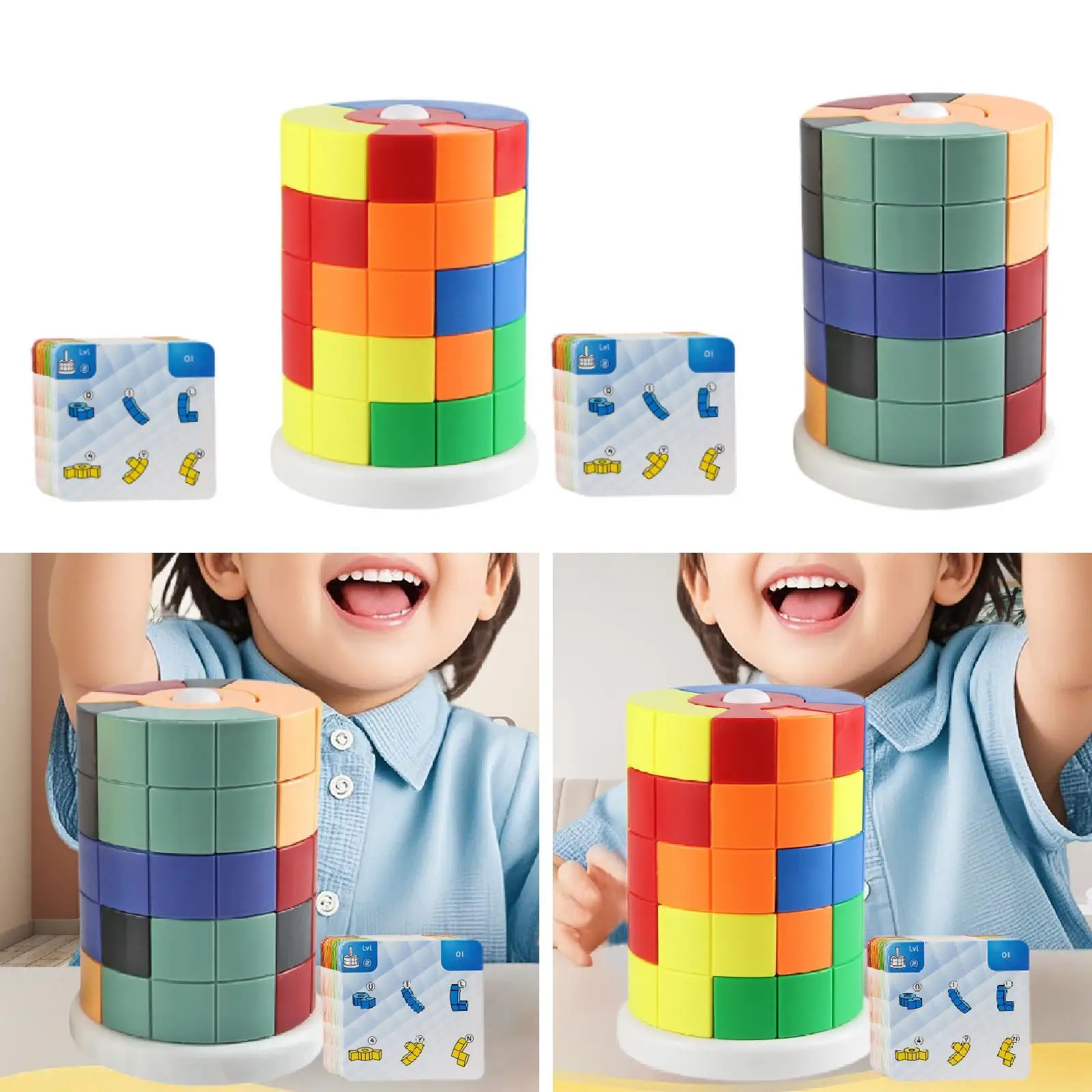 Kids DIY Puzzle Building Blocks Stacking Toys Color Shape Cognition Education Puzzle Stacking Blocks Toys for Boys Girls Gifts