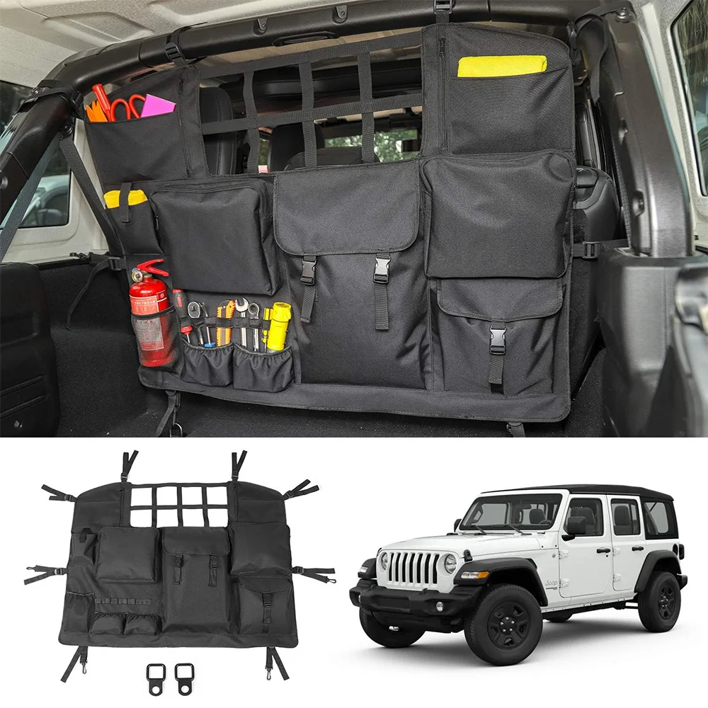 

Trunk Multi Pockets Storage Bag for Jeep Auto Car Cargo Tool Organizers Compatible for Jeep Wrangler JK JL 07-22 (4-Door Only)