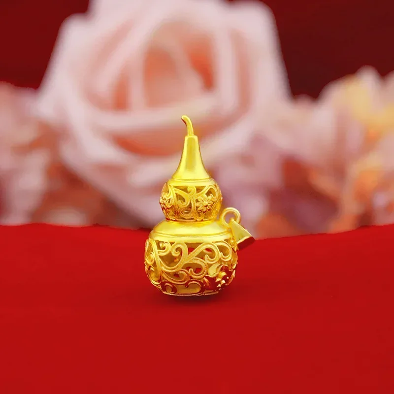 

9999 Real Gold 24K Fashion Women's Gold Edition Ethnic Style Ancient Gourd Pendant Women's Clavicle Pendant