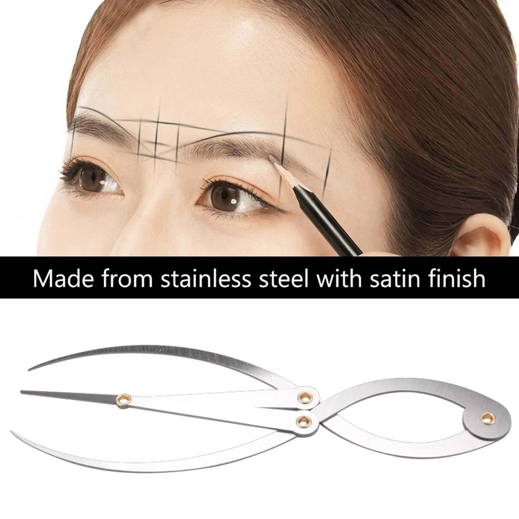 Mean Calipers Golden Ratio Calipers Stainless Steel Eyebrow Ruler 1:1.618 Measure Tool for Tattoo Makeup