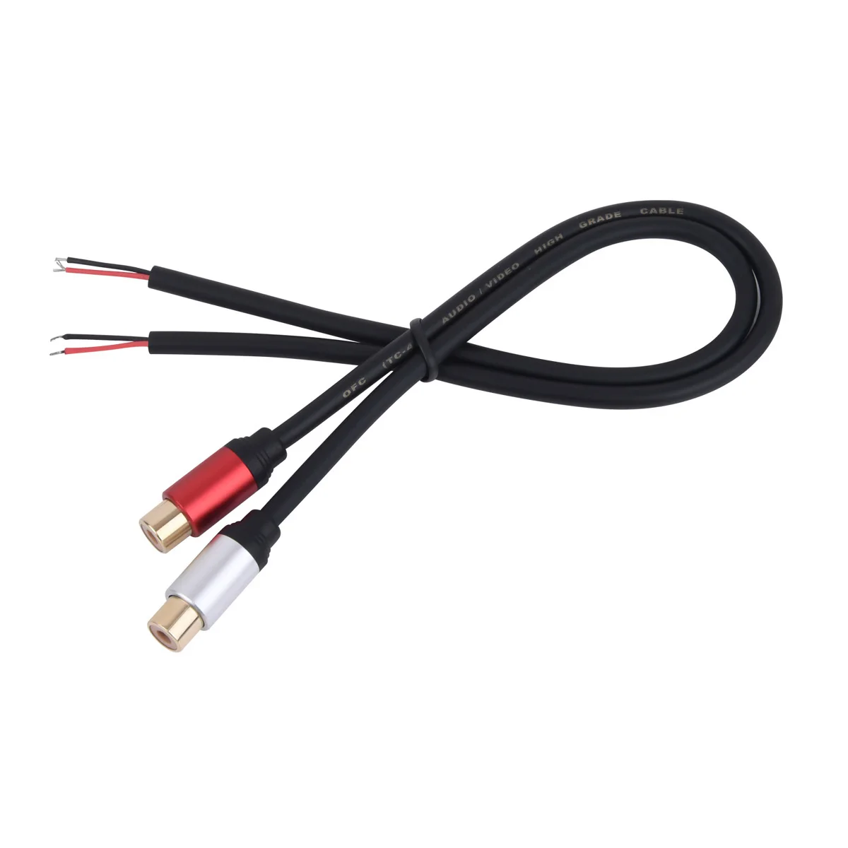 Speaker Wire RCA Female Plug Jack Connector to Bare Wire Open End Audio Cable for subwoofers, CD DVD, tuners, speakers Repair