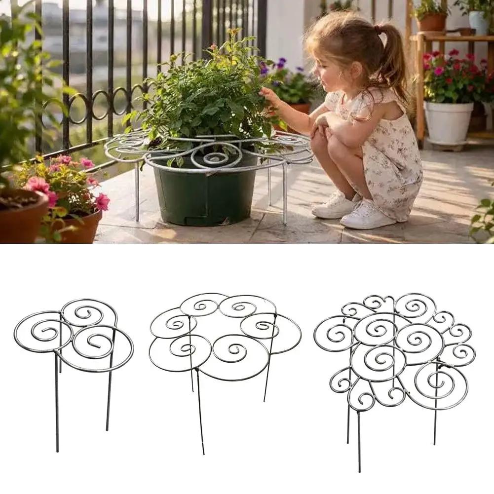 Metal Plant Support Rings Floral Shaped Iron Stakes for Peony Hydrangea & Rose Garden Plant Cage to Prevent Flopping