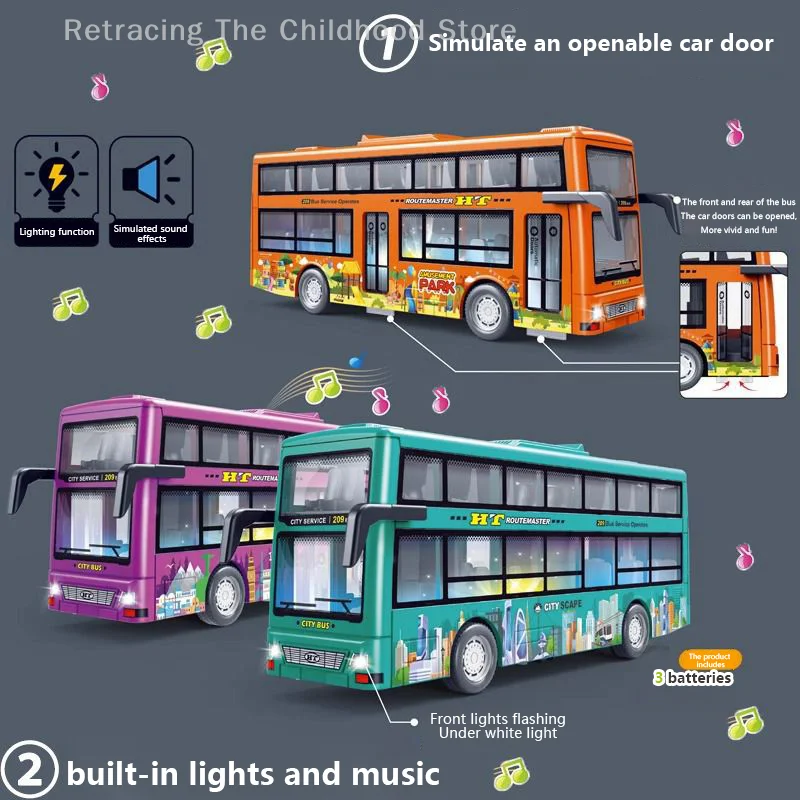 

1 Piece Simulate Exquisite Convertible Bus Toys Double Bus City Tour Car Model Gifts For Children