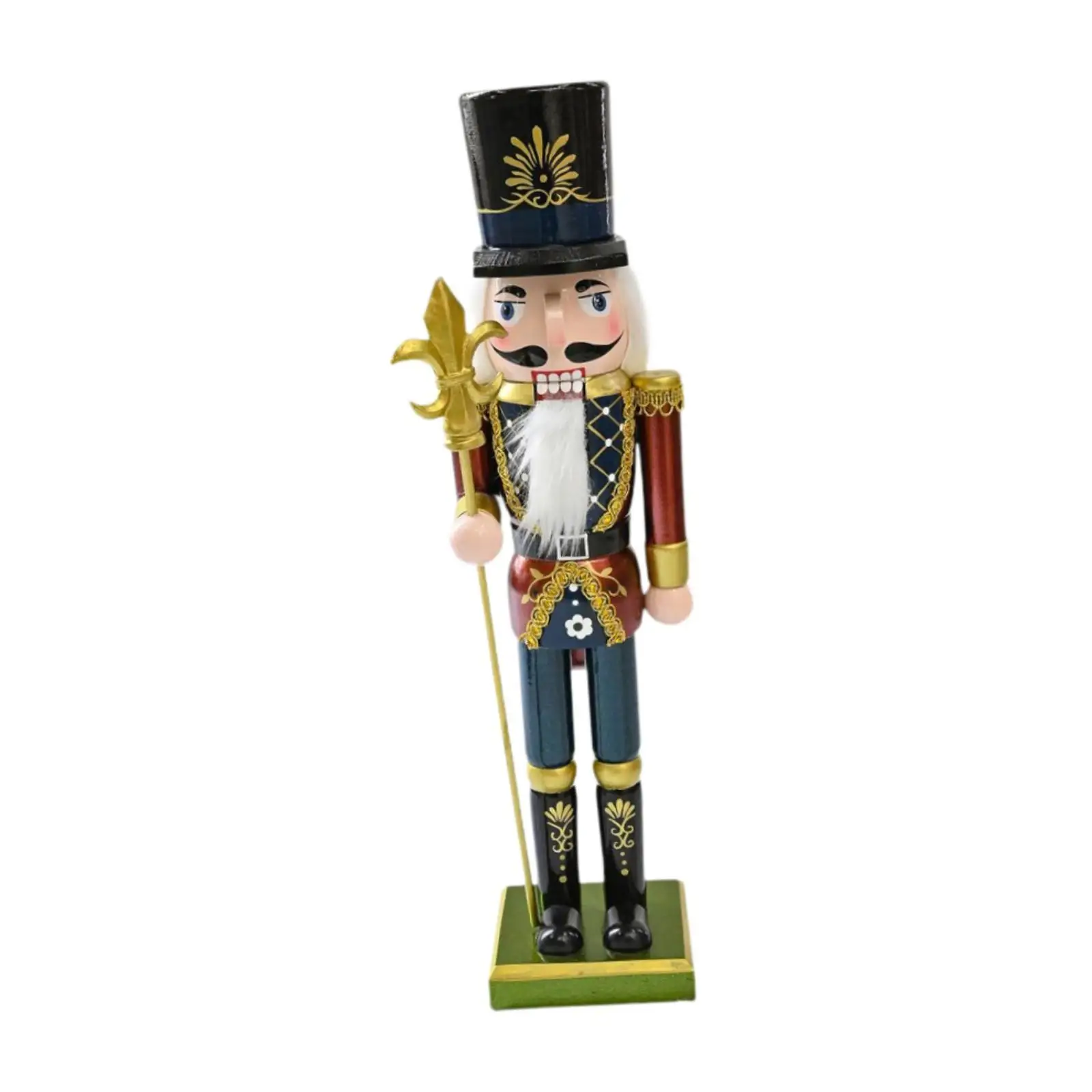 Decorative Wood Nutcracker Figurine for Home Christmas Tree Shelf Desk Ornament Traditional Handmade Statue Holiday Gift for