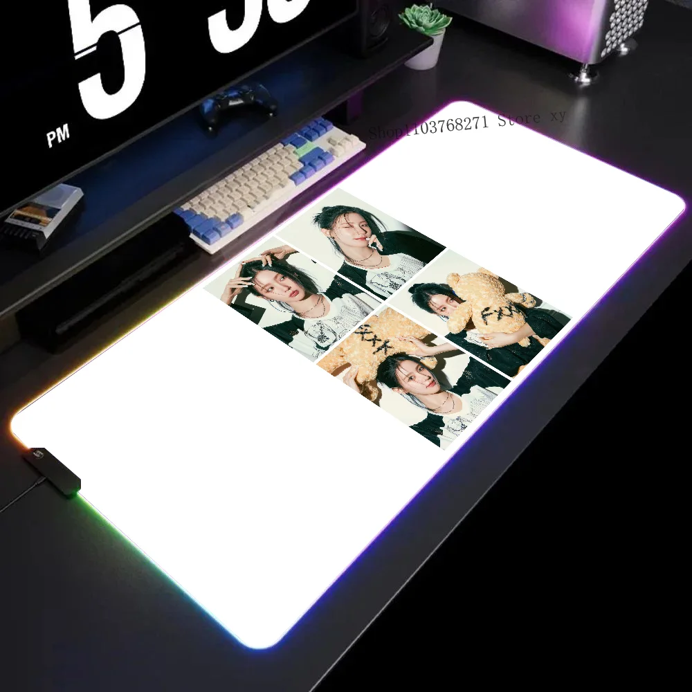 

Famous Kpop Group (G)I-DLE Cho Miyeon Mousepad XXL RGB Gaming Mouse Pads HD Black Gamer Accessories Large LED