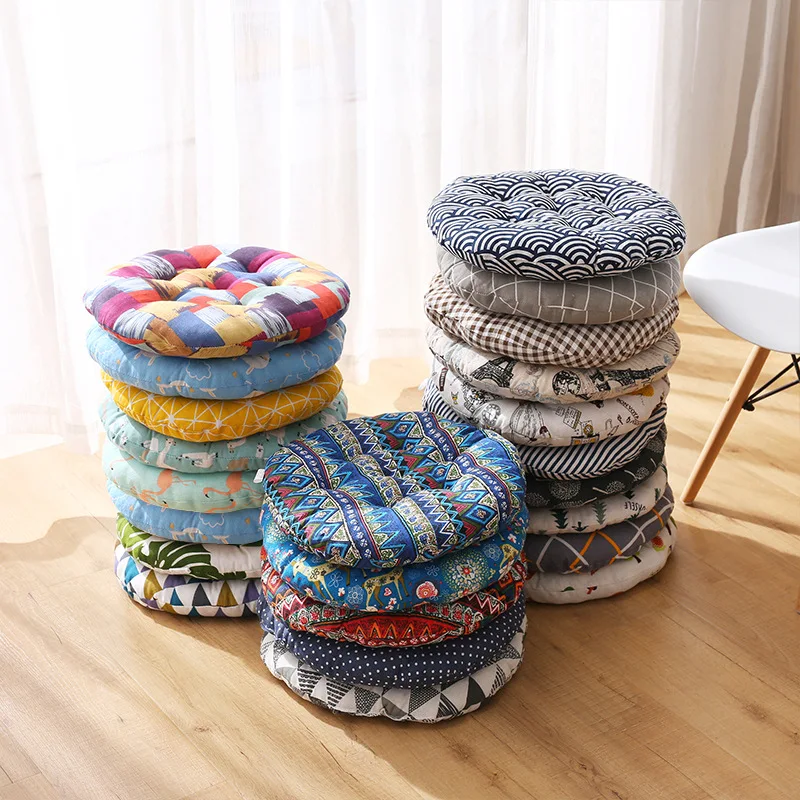2Pcs Modern Printed Round Seat Cushions Soft PP Cotton Filling Rebound Chair Pad Zabuton Cozy Sedentary Artifact for Hip Support