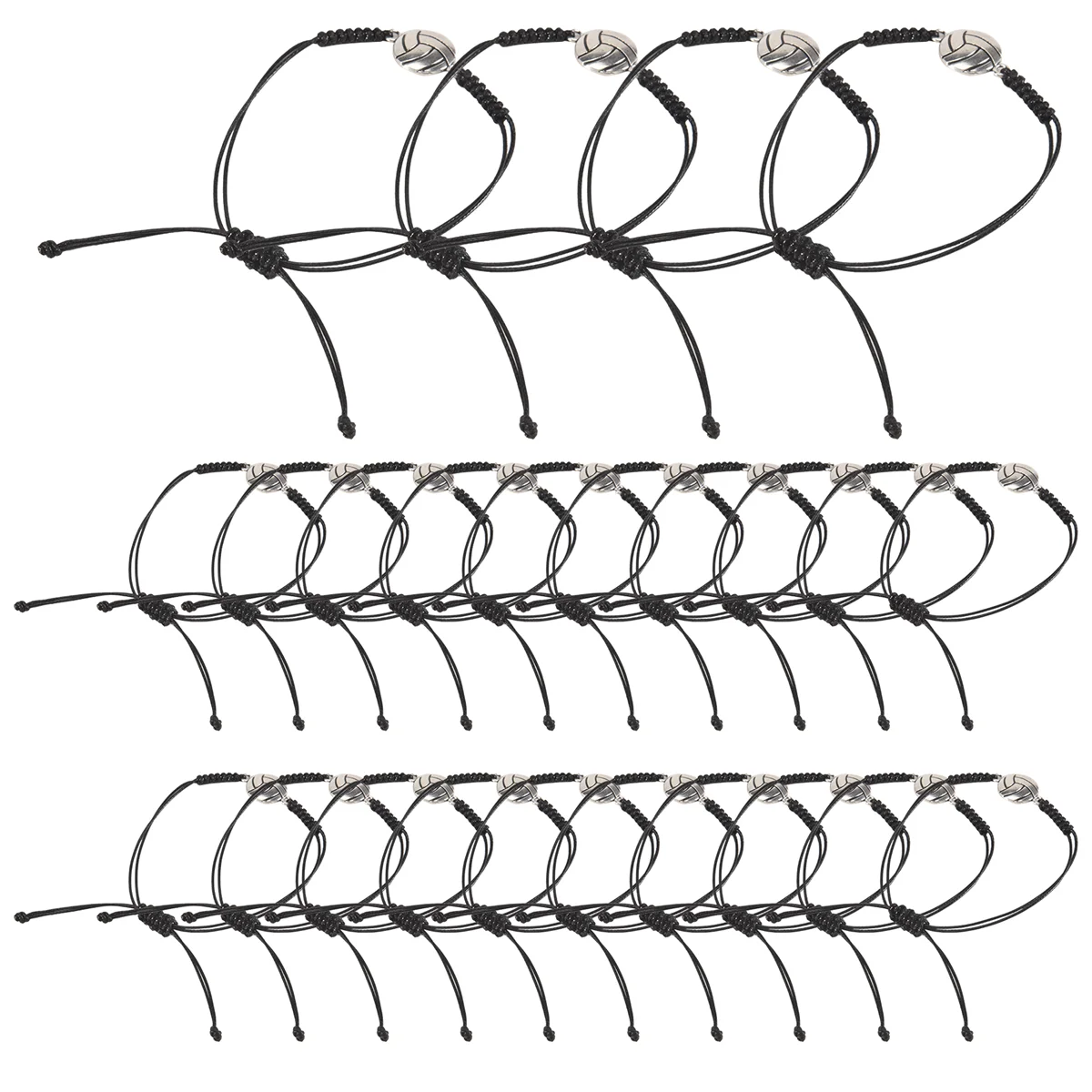 A06K 24 Buah Gelang Bola Voli, Gelang Pesona Bola Voli, Gelang Tali Kepang dengan Dekorasi Liontin Bola Voli