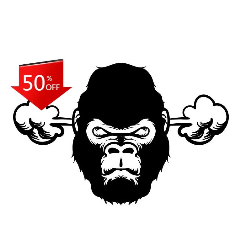 

Ape Head Blowing Steam Sticker Angry Top Jungle Zoo Animal Gorilla Primates Suv Bumper Truck Electric