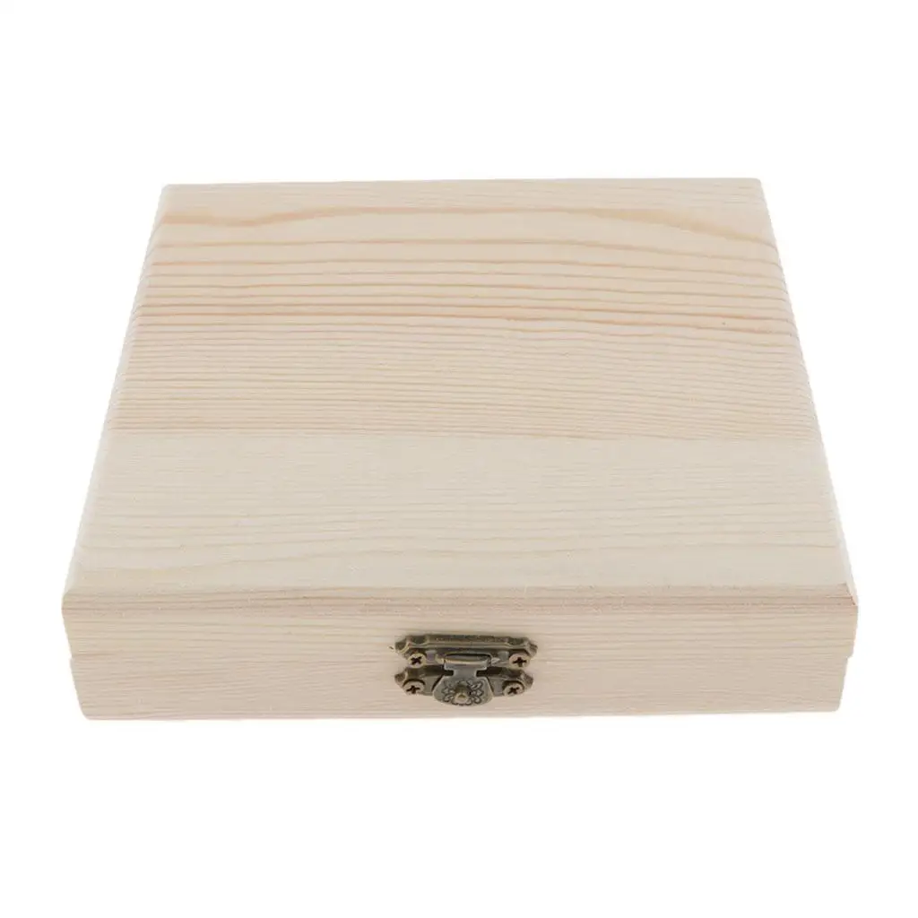 Caja de almacenamiento de madera Natural, cofre sin pintar para recuerdos, joyas, cigarros, CD Vintage, organizador decorativo