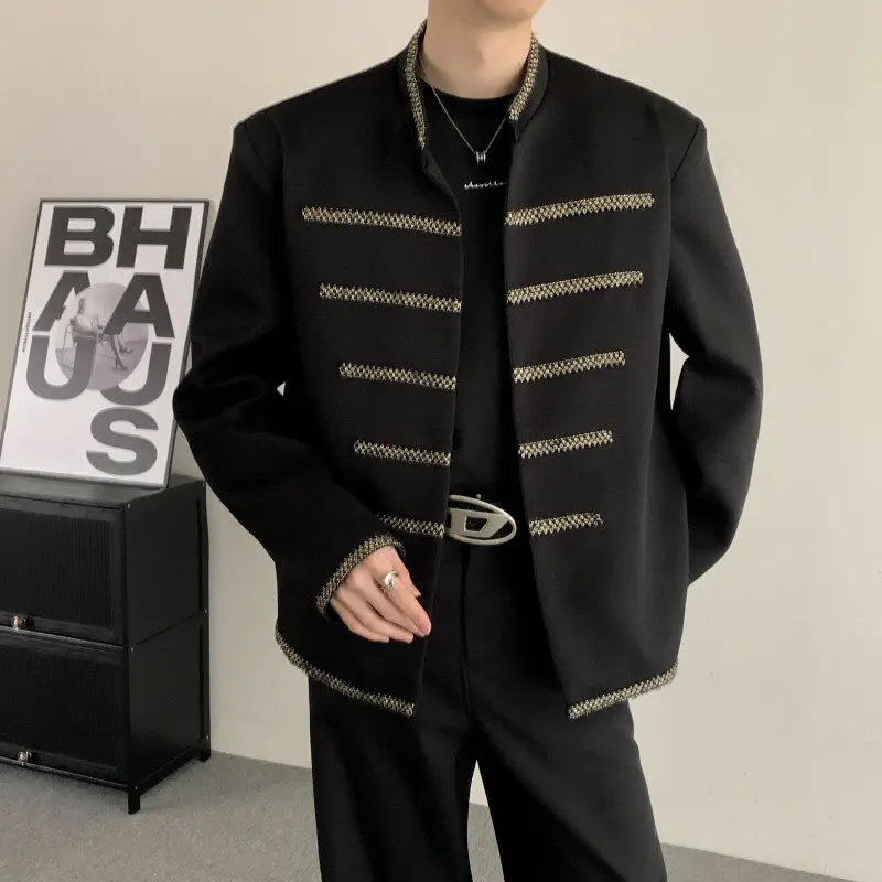 

Новый китайский мужской костюм-стойка с воротником-стойкой, джатиновый костюм, верхняя одежда, модный молодежный весенний костюм из полиэфирного волокна...