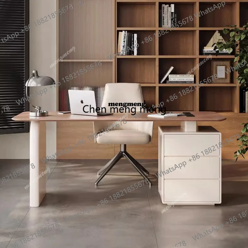 Modern Fashion Wooden Rounded Corner Desk with Drawer Storage Cabinet,computer desk,Contemporary Writing Table for Home Office