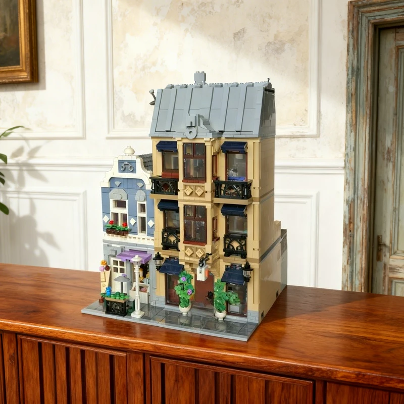 

2640pcs MOC Hotel And Ice Cream Parlor Modular Streetscape Model Building Blocks Creative Gift DIY Display Decor Adult Premium