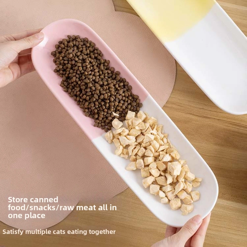 Long Ceramic Anti-Slip Cervical Protection Pet Bowl Cat And Dog Bowl Cat Water Bowl Pet Feeding Bowl Cervical Spine Lifting Rack