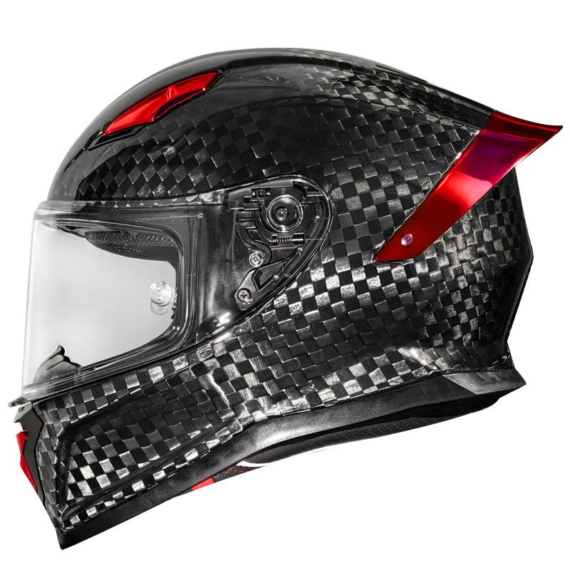 12K Carbon Fiber Full Face Motorcycle Helmet in Black   Ready - DOT & 3C Certified  Unisex  Factory Direct