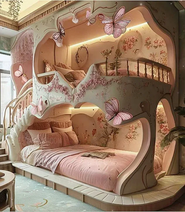 New bed Pink Dream Girl Light Luxury bed Deluxe Princess Castle bed