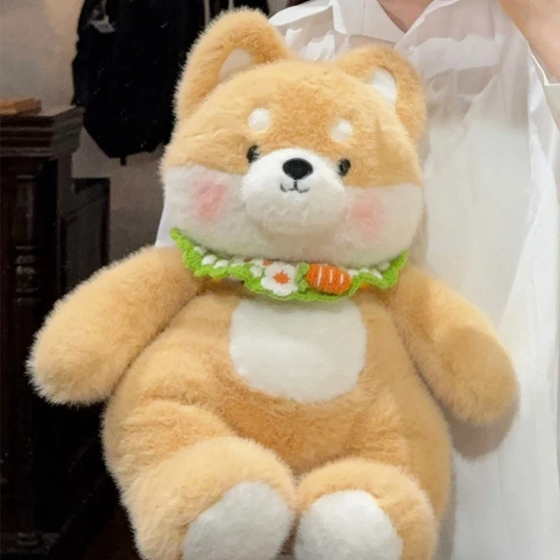 Soft Texture Comfortable Dog Plush Pillow Cute Chubby Shiba Inu Plush Toy Soothing Toy Sleep Companion Doll