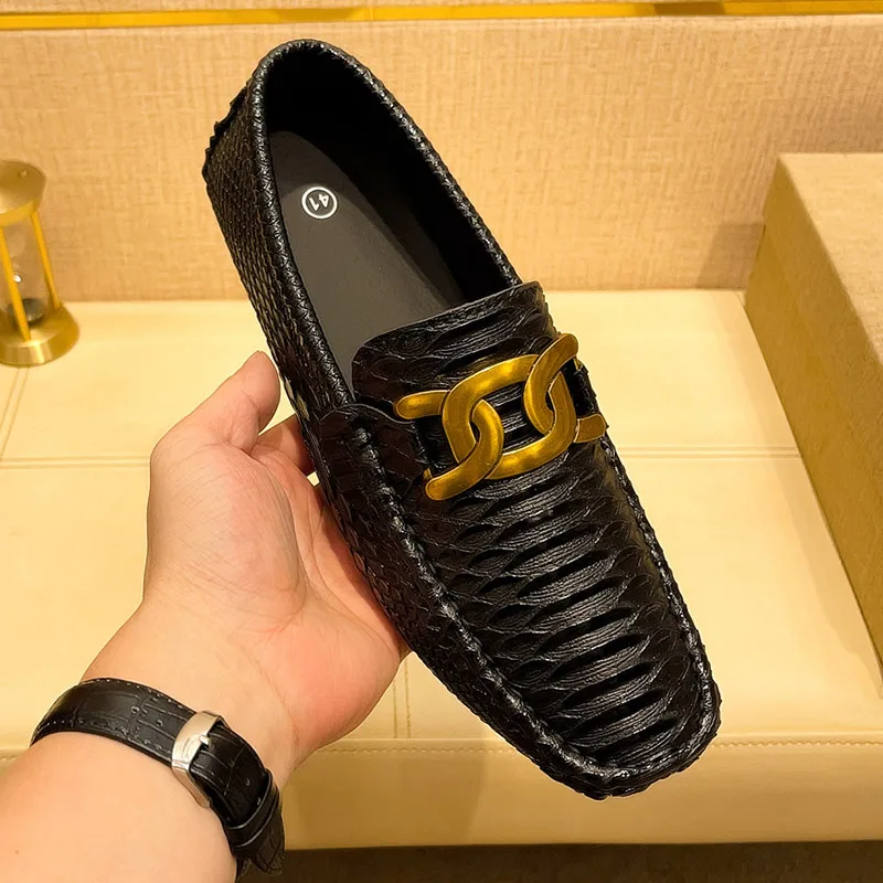 Men's Retro Loafers Pattern Leather Shoes Breathable Casual Driving Shoes Large Size Comfortable Spring Autumn Seasonal Wear