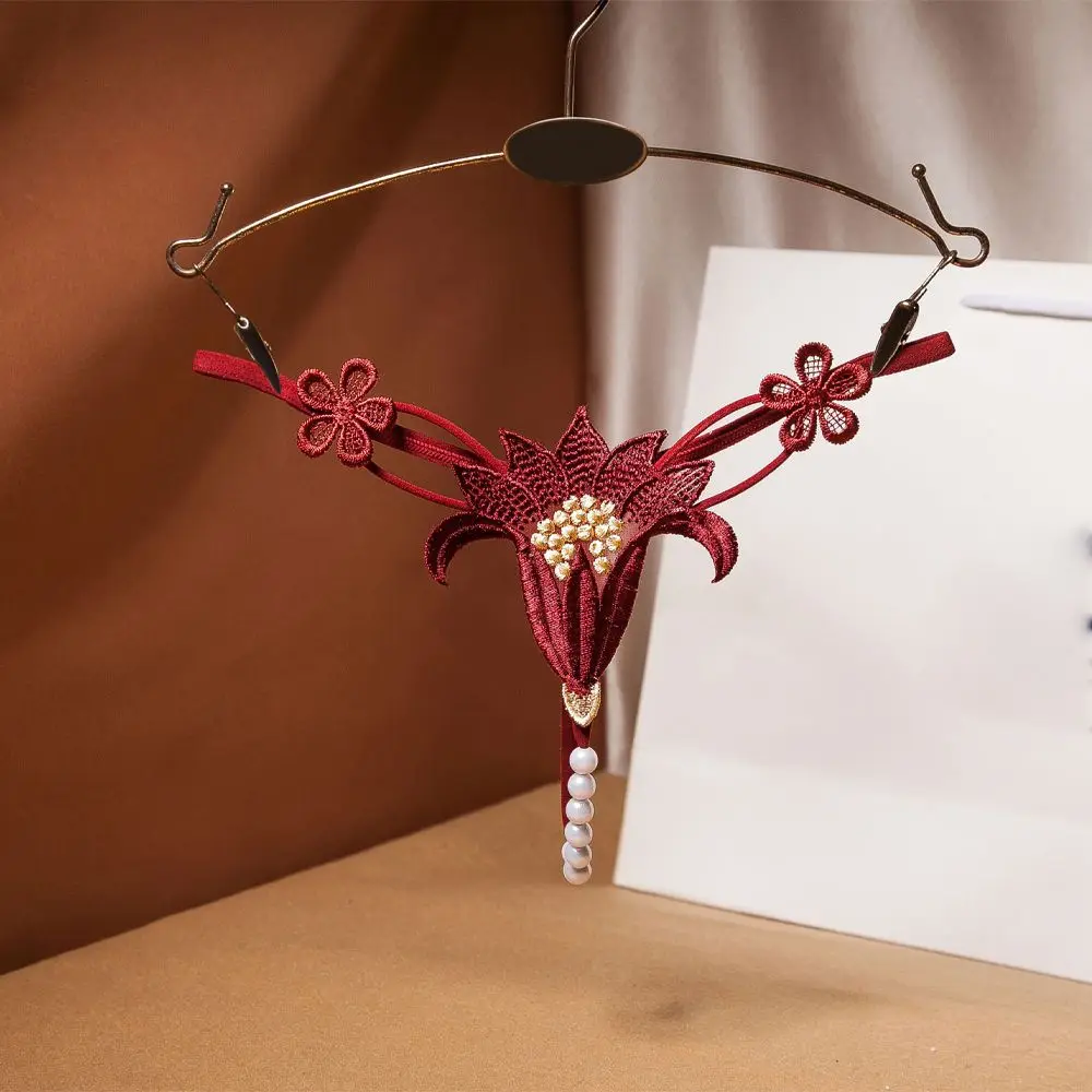 

Сексуальное нижнее белье с открытой промежностью и низкой посадкой, трусики с вышивкой, стринги, жемчужное массажное нижнее белье