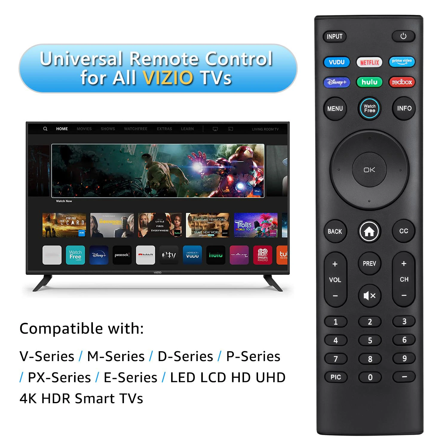 Control remoto universal de repuesto para televisores Samsung, compatible con televisores inteligentes de las series LCD, LED, HDTV, 3D y Crystal UHD.