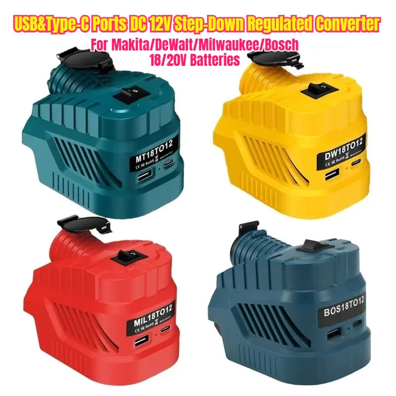 

For 18/20V Batteries with USB&Type-C Ports DC 12V Step-Down Regulated Converter for DIY Projects