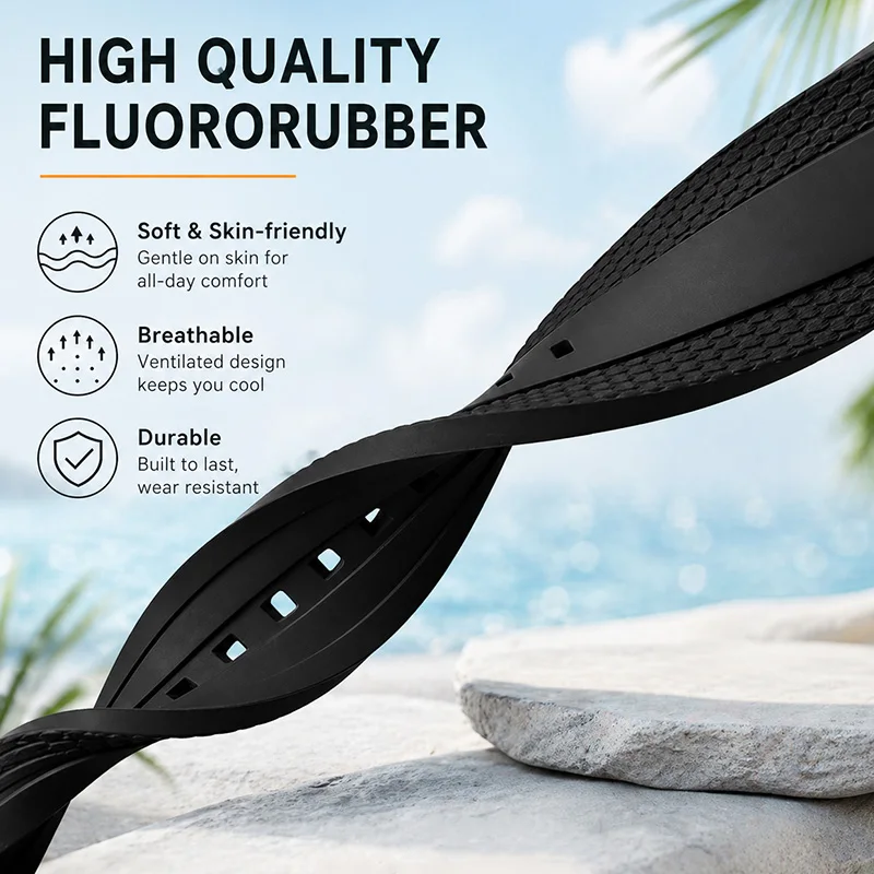 Fluorine Rubber Watch Strap 20/22mm New Model Super Ocean Avenger Universal Replacement High-Quality Fluorine Rubber Strap