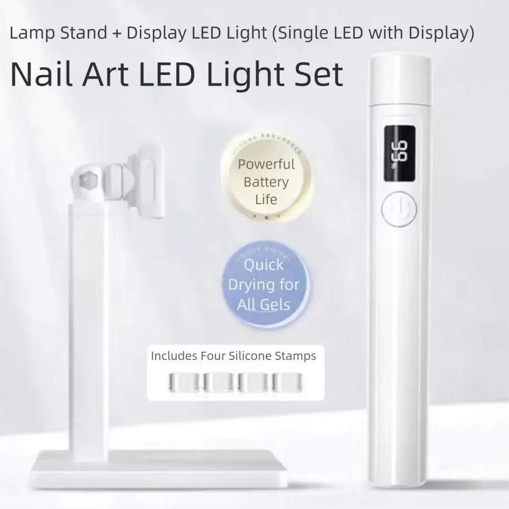 Portable UV LED Nail Lamp 2 Modes LED Display Nail Dryer Lamp with Stand Fast Curing with Silicone Nail Stamp