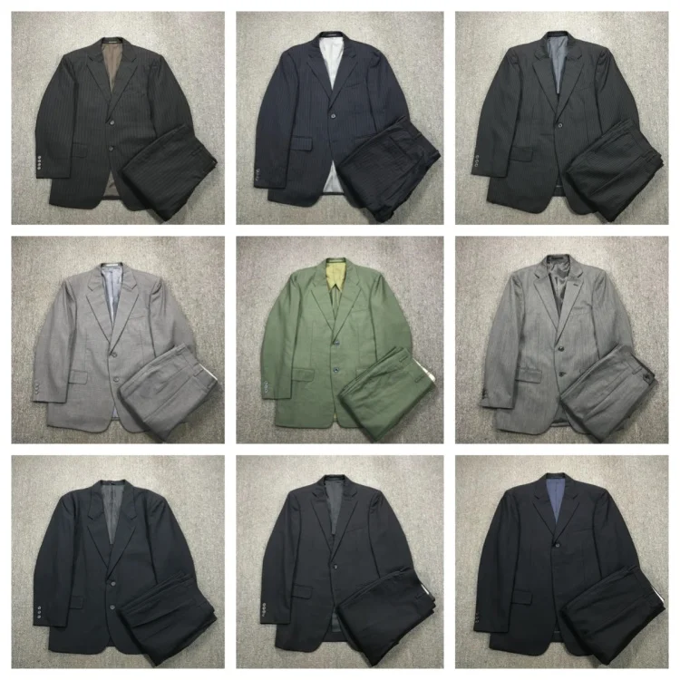 

Vintage Casual Thin Suit Set for Youthful Businmen Spring Summer Autumn Stand Fit Two Button Single Row Buttoning