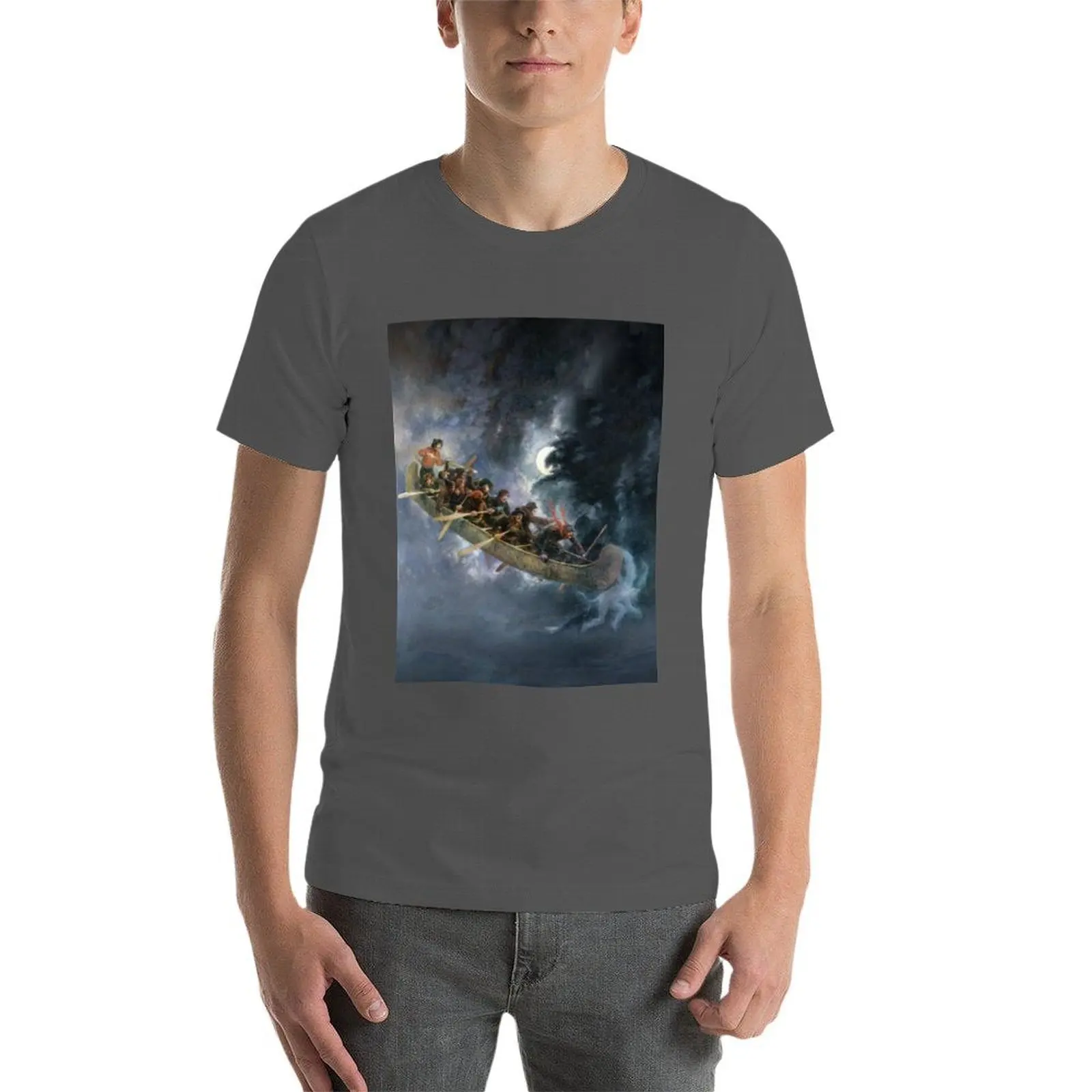 تي شيرت La Chasse-galerie The Bewitched Canoe The Flying Canoe لوحة أسطورة كيبيك الفرنسية الكندية بواسطة Henri Julien HD HIGH QU #4