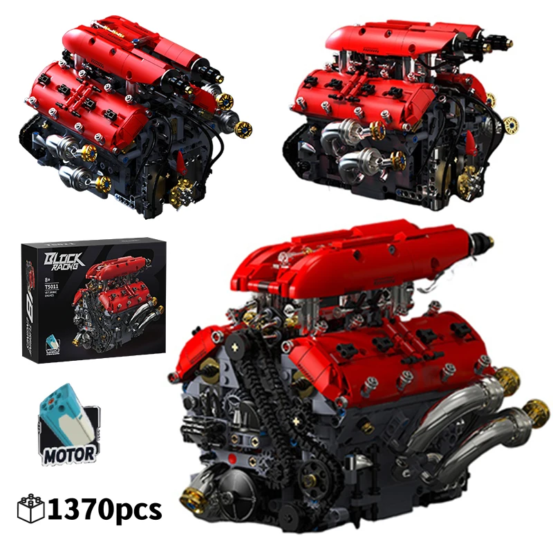 1370 pezzi di blocchi di costruzione V8 modello di motore turbo kit meccanico motorizzato STEM giocattolo di apprendimento regalo di Natale adulti bambini