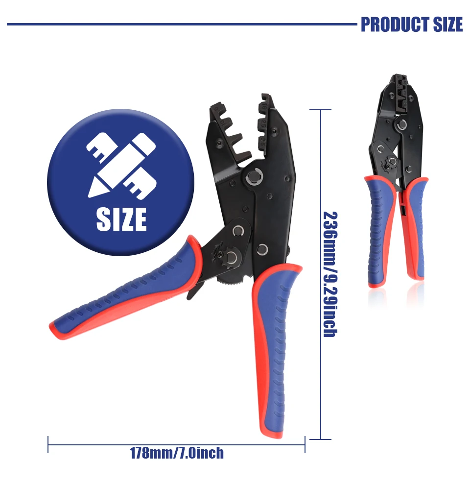 Crimping Tool for Sleeves Ferrule Terminals - Ratcheting Wire Crimpers - AWG 10-2 (6-35mm2) - Ratchet Terminal Crimper YF-35WF