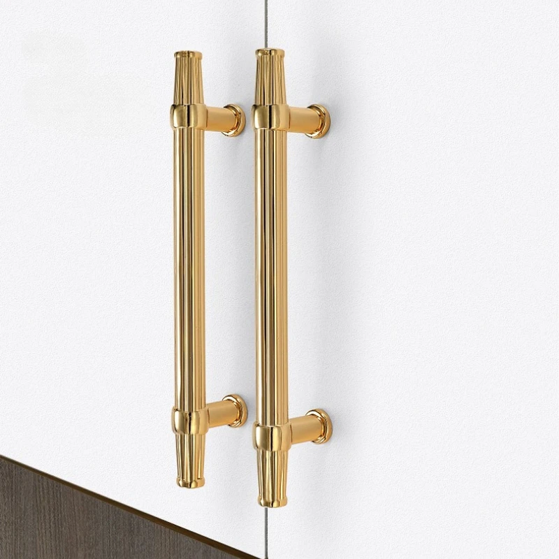 Modern Zinc Alloy Gold Door Handles Kitchen Cabinet Handles Solid Drawer Knobs Fashion Furniture Handle Hardware Door Handle