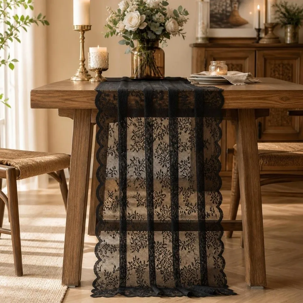 New Lace Fabric Lace Table Runner Floral Pattern Boho Table Cover Wedding Table Decor Wedding Dining Table