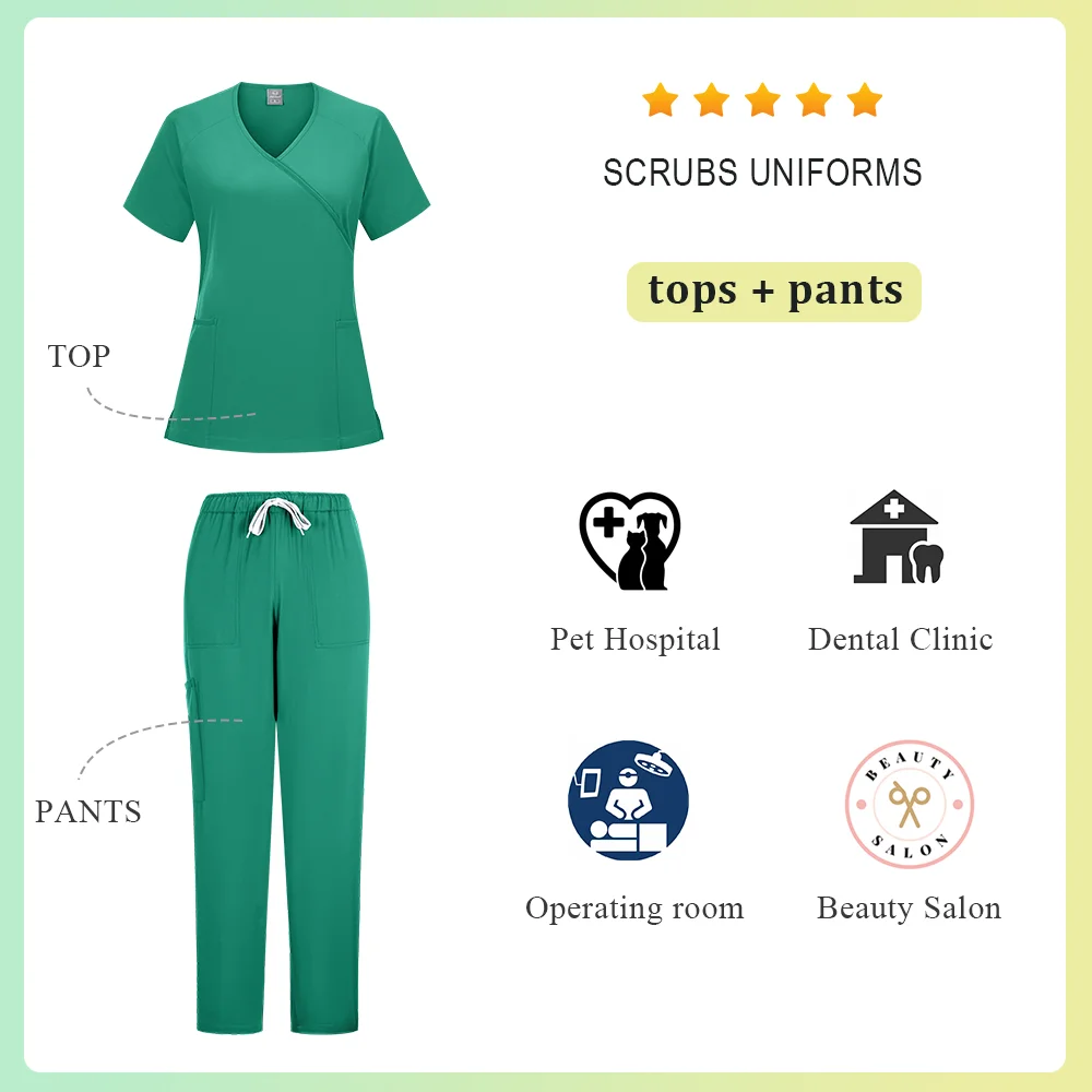 外科スクラブ女性看護 Enfermeria セットトップパンツ記事医療制服スクラブ臨床美容サロンスパ病院スーツ