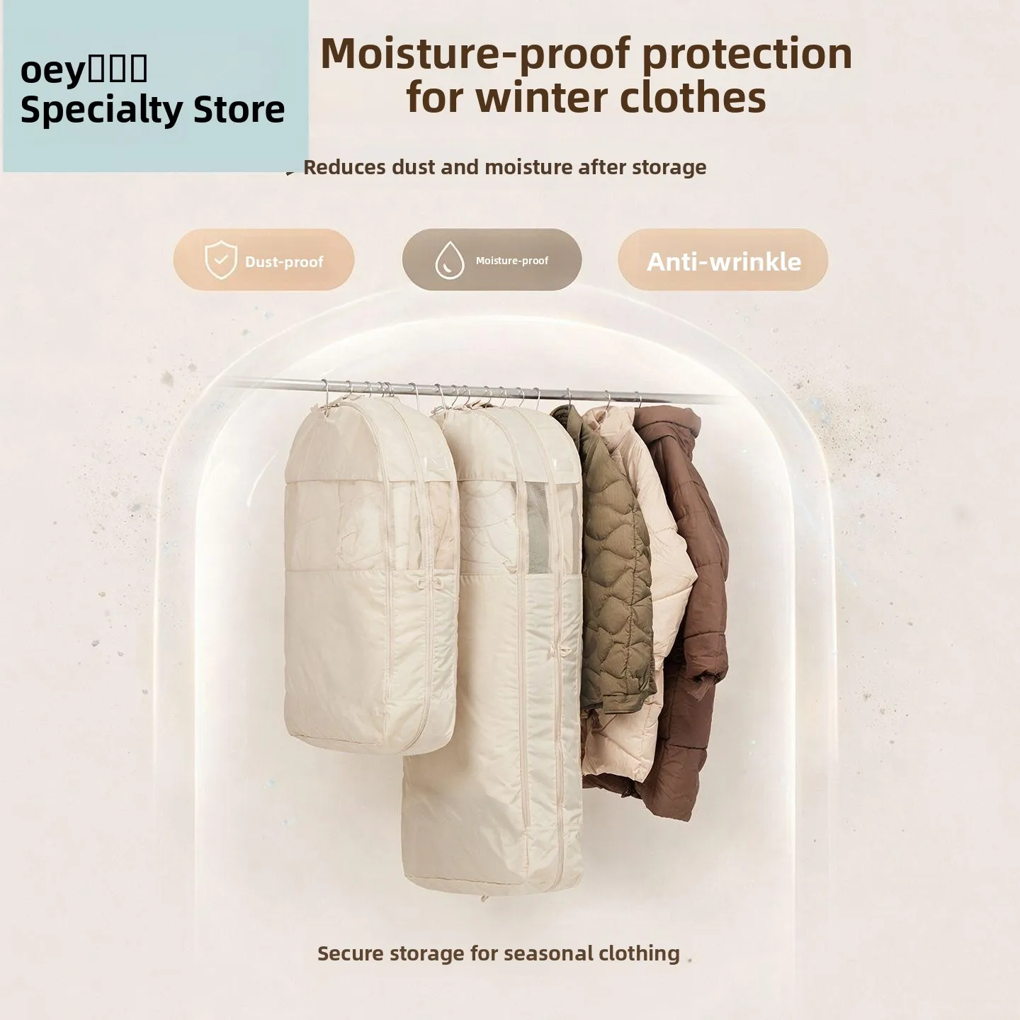 New Upgrade down Jacket Dustproof Cover Storage Bag Transparent Large Hanging Closet Home Use Clothes Compression Organizer