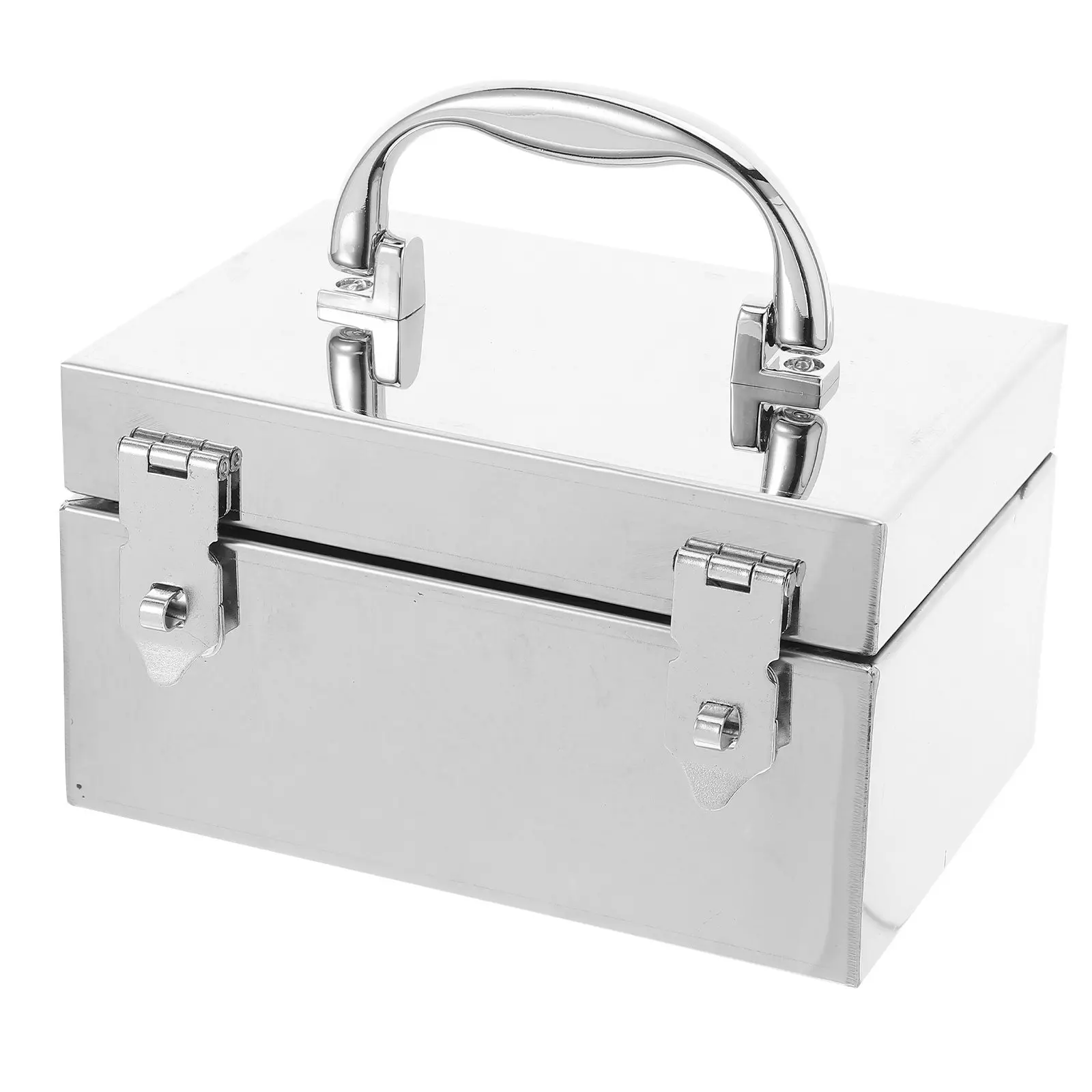 Lockable Stainless Steel Storage Box Portable Metal Safe Cash Register Receipt Organizer Key Lock Security Box for Office Home