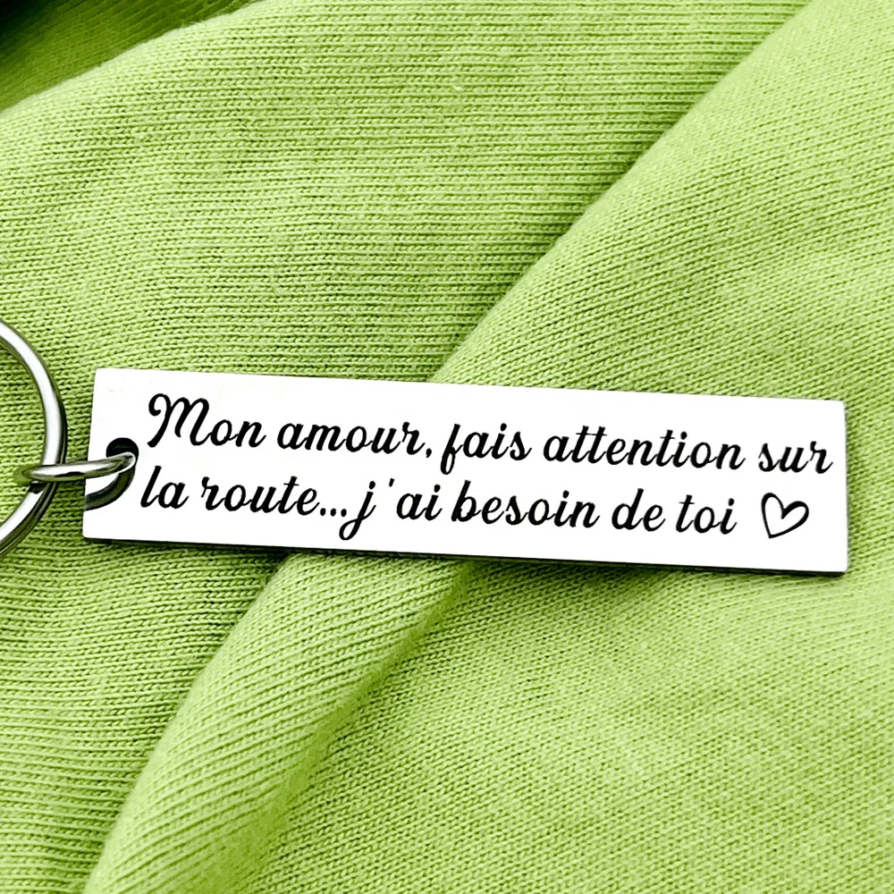 French Drive Safe Keychain I Love You Pendant Dad Boyfriend Gift Husband Valentiness\'s Day Driver Gift for Women Men