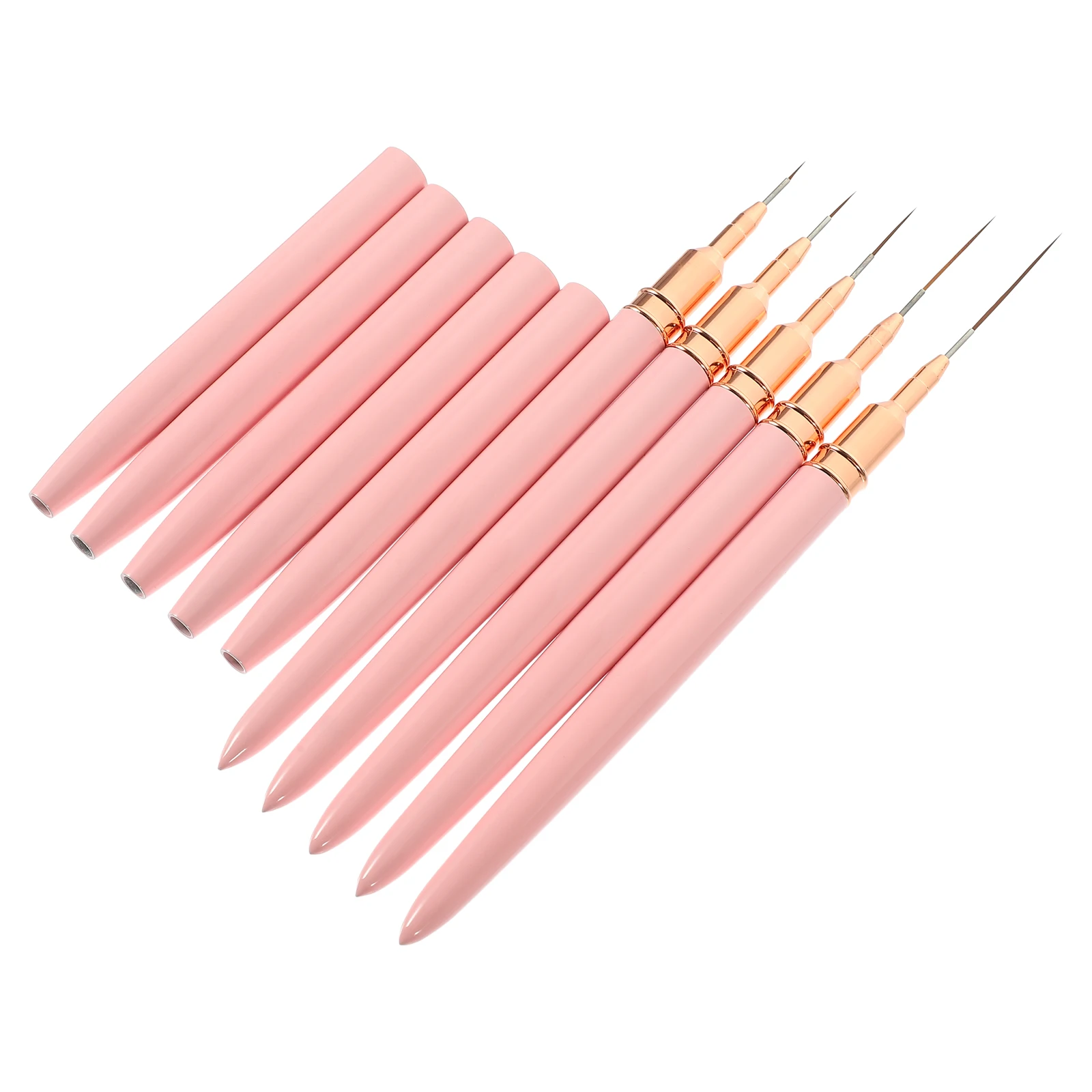 

5pcs Nail Brushes 5MM 8MM 12MM 20MM 25MM Pink Fine Pen for Gel Polish Lines Flowers Professional Manicure Supplies Salon