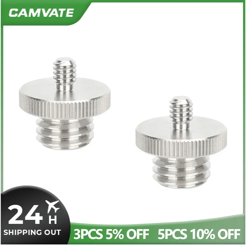 CAMVATE-Adaptador de tornillo macho de 5/8 "-11 macho a 1/4"-20 macho, plata, 1 piezas/2 piezas, para trípode, nivel láser BOSCH