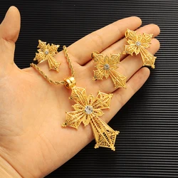 Ethiopian Cross Jewelry Bridal Sets Charms Pendant and Necklaces Earrins Rings Bangle African Eritrean Habesha Accessories
