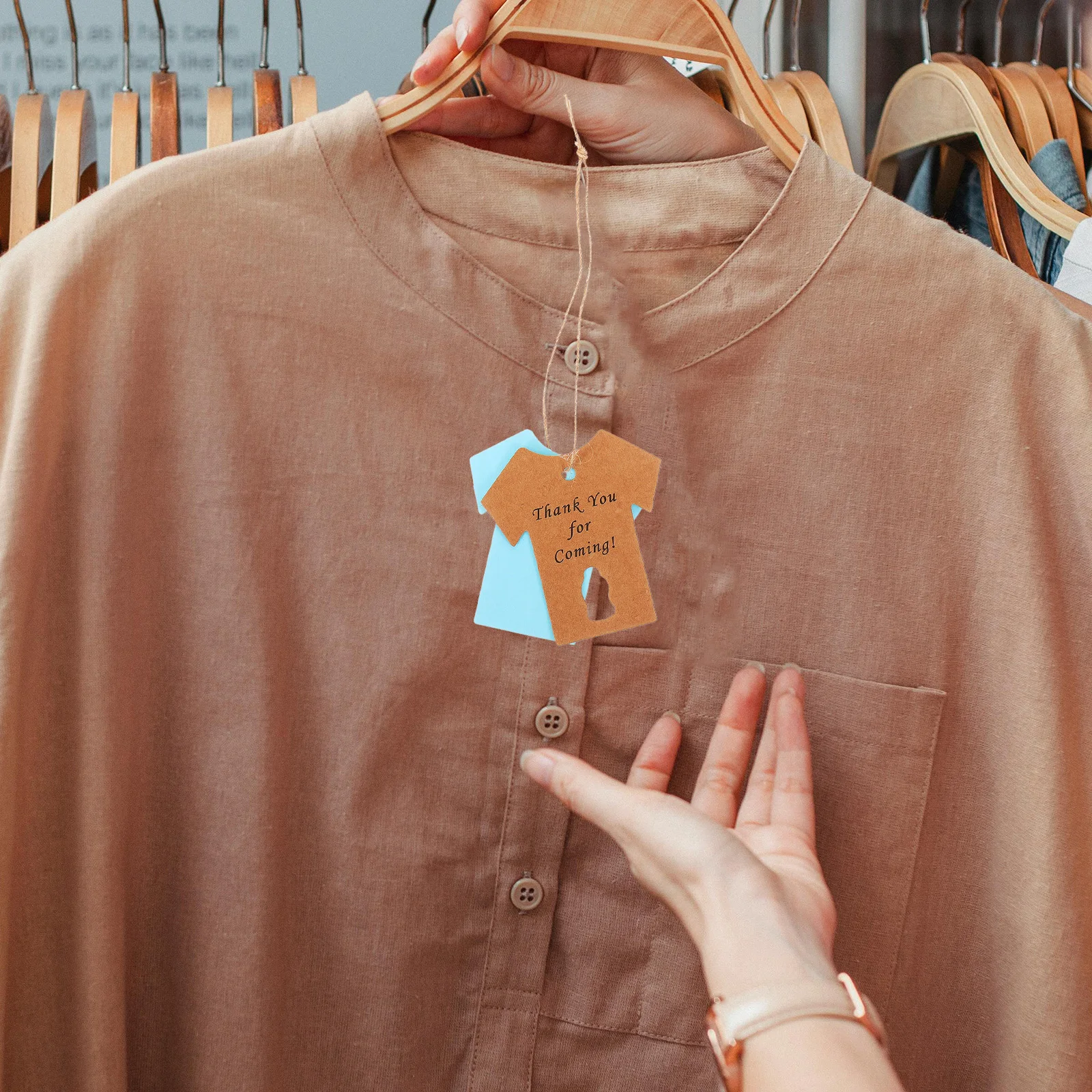 

1Set Brown Thank You Tags Kraft Paper Gift Tags with String Handmade Decorative Labels for Gifts Cards and Party Decorations