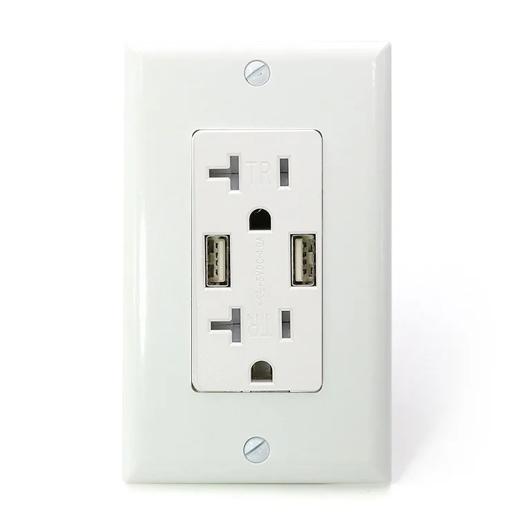 US-Standard 20amp Wand steckdose mit 4Ausb-Anschluss, amerikanische 15amp Steckdose mit Leckage schutz, typec smart 2.1a Schnell ladung