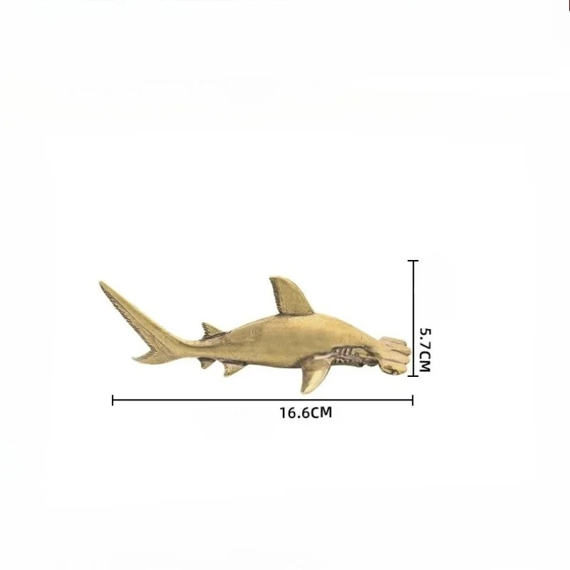 Copper Hammerhead Shark Statue Miniatures Antique Brass Large Shark Figurines Home Decor Living Room Ornament Crafts Funny Gifts