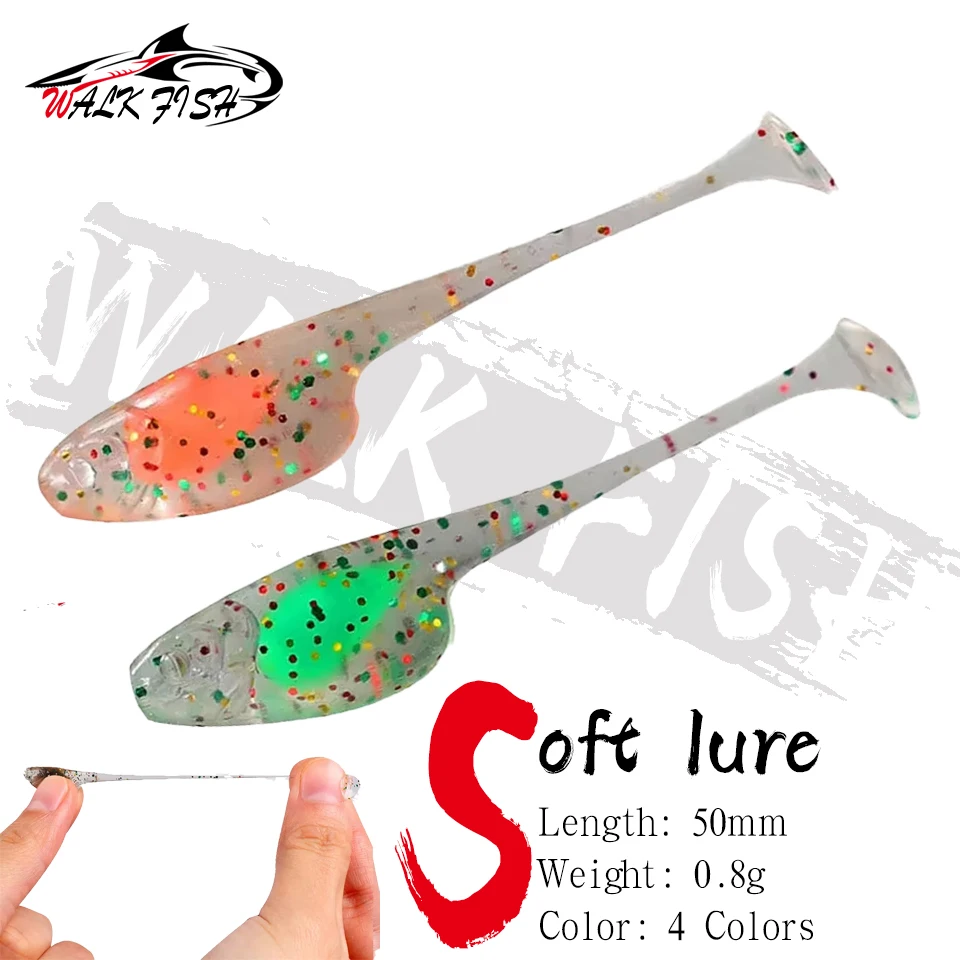 WALK FISH 12PCS 5cm 0,8g TPE Weiche Köder Wurm Silikon Köder Meer Angeln Künstliche Köder Maden Jigging wobbler Forelle Süßwasser