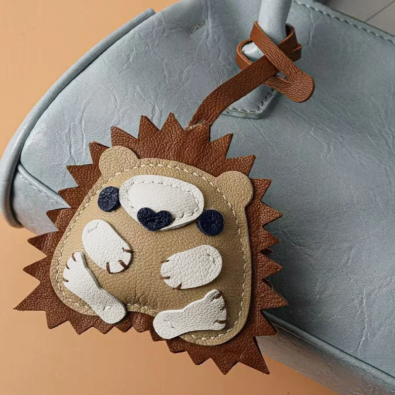

Kawaii Hedgehog Genuine Leather Bag Charm,Keychain Handmade Pendant,Cute Handbag Purse 3D Hanging Decoration Keyring Accessories