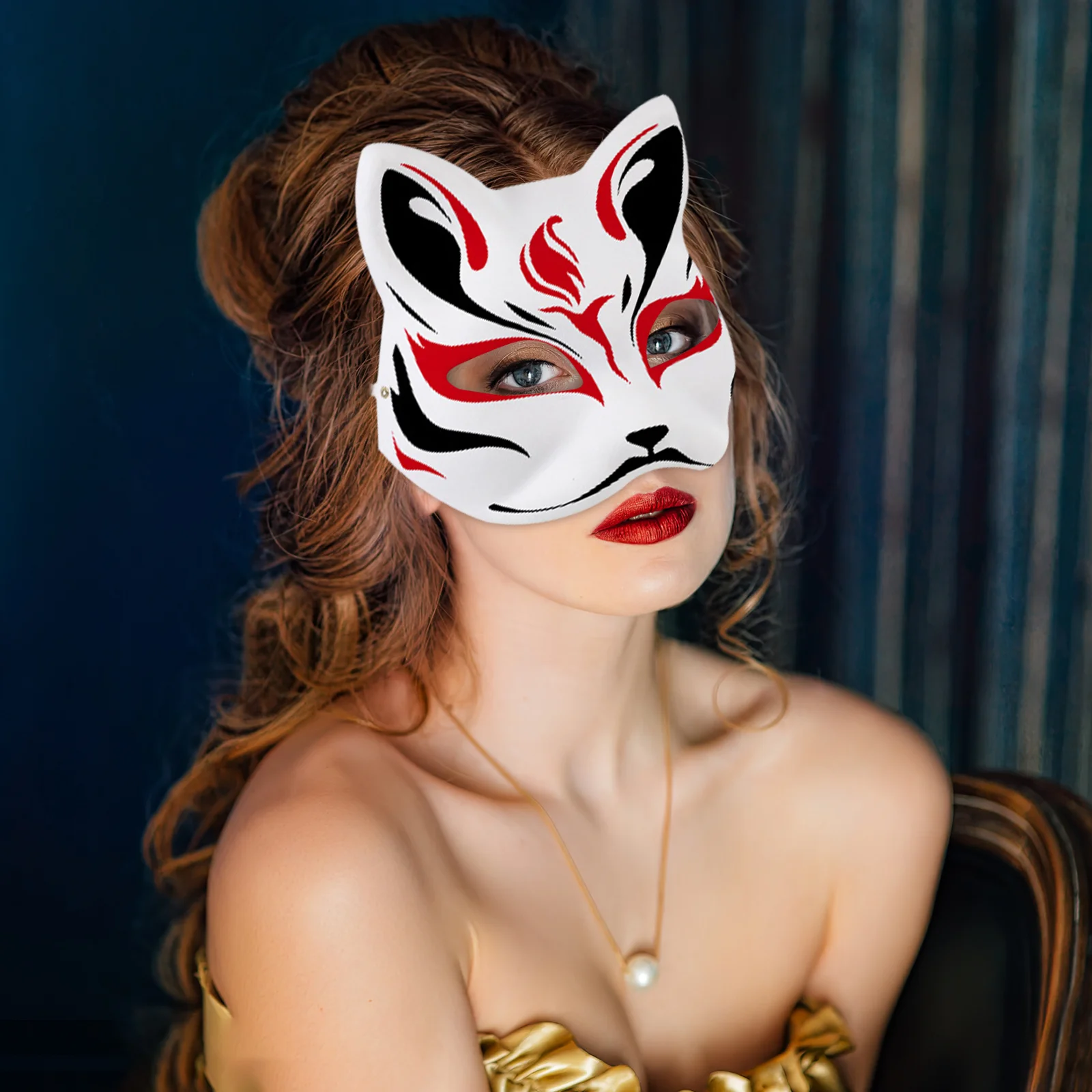 5 Pcs Cat Face Mask Empty Masquerade DIY Halloween Cosplay for Adult Blank Aldult Women Party