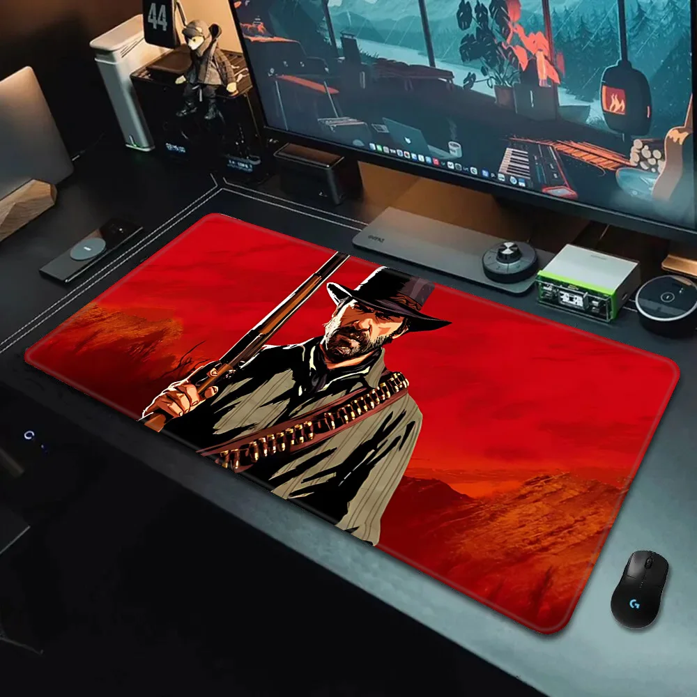 الأحمر الميت الفداء 2 RDR2 الولايات المتحدة الغربية كاوبوي ماوس الوسادة الطباعة ألعاب الكمبيوتر قفل الحافة عدم الانزلاق ماوس الوسادة لوحة المفاتيح الكمبيوتر وسادة مكتب