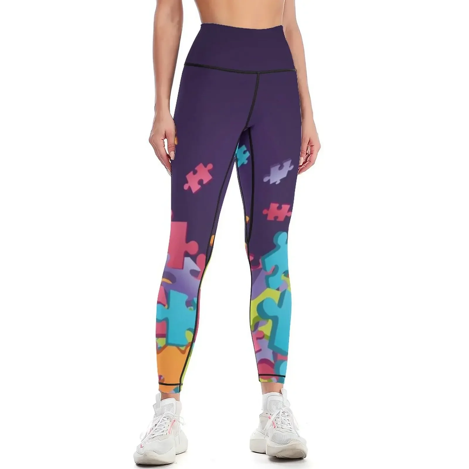 

Dark Puzzle Pieces Leggings Training pants Clothing fitness sportswear gym trousers Womens Leggings
