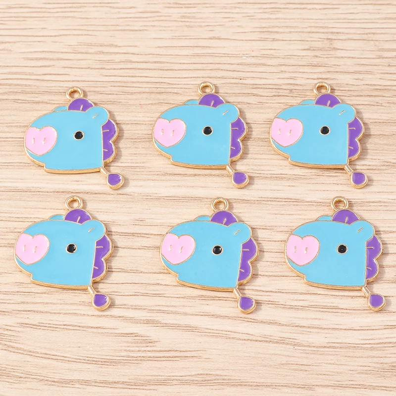 

10pcs 20x25mm Cartoon Enamel Animal Hippo Charms Pendants for Jewelry Making DIY Drop Earrings Necklace Handmade Crafts Supplies