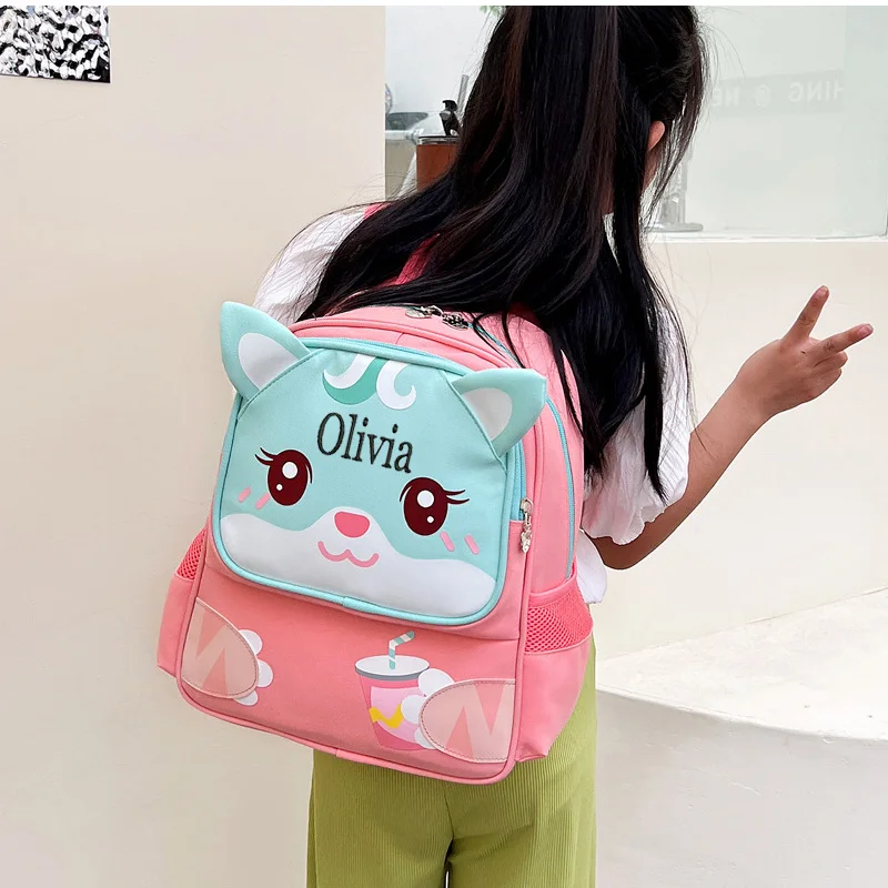 Student Backpack Female New Cartoon Cute Kindergarten Baby Backpack Male Customized Name Children\'s Backpack